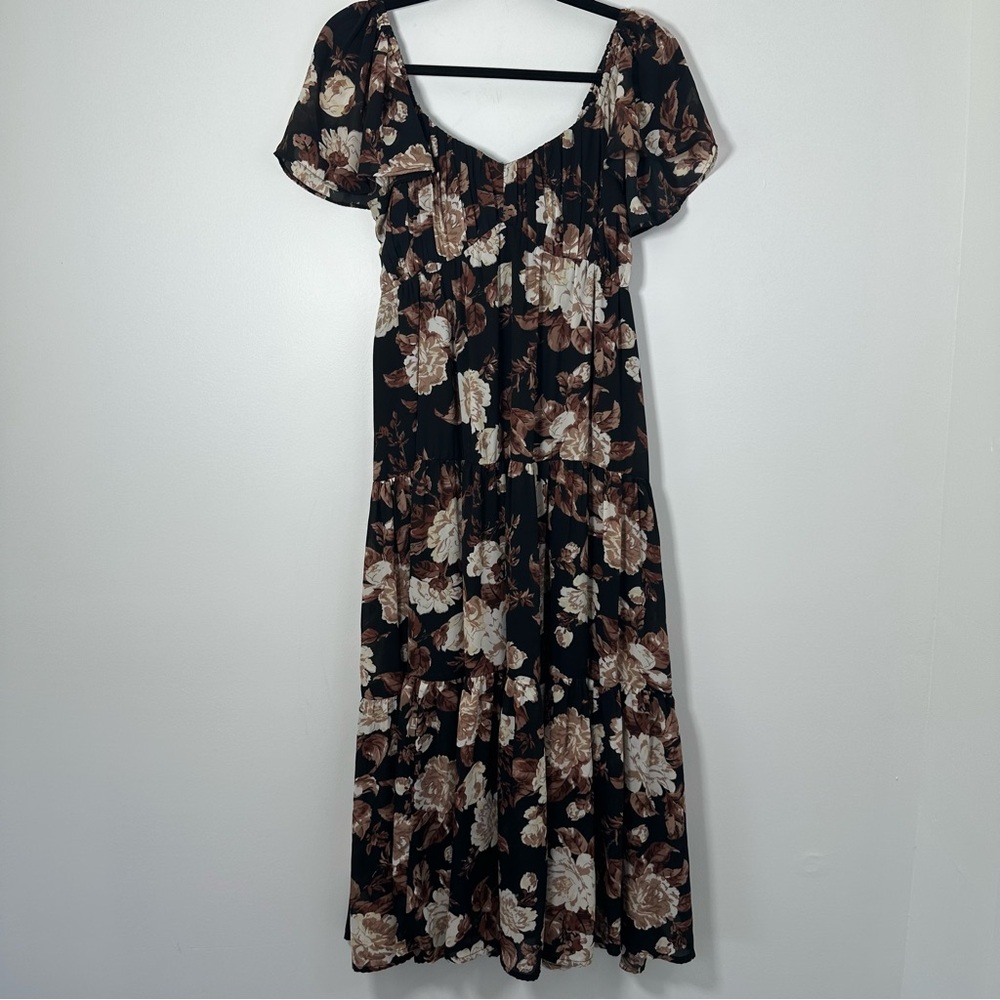 Abercrombie & Fitch Floral Tiered Midi Dress Size M Cottagecore Fall